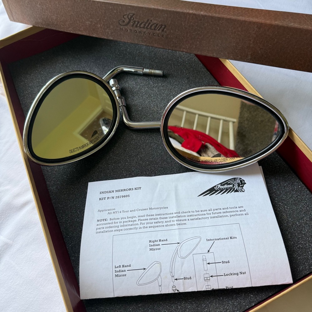Indian Motorcycle Chrome Mirror Kit 2879605 MY14 Tour Cruiser Left Right Pair